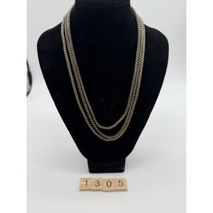 Layered Chain Necklace golden brassy Tone‎ Fashion Costume Jewelry Women's